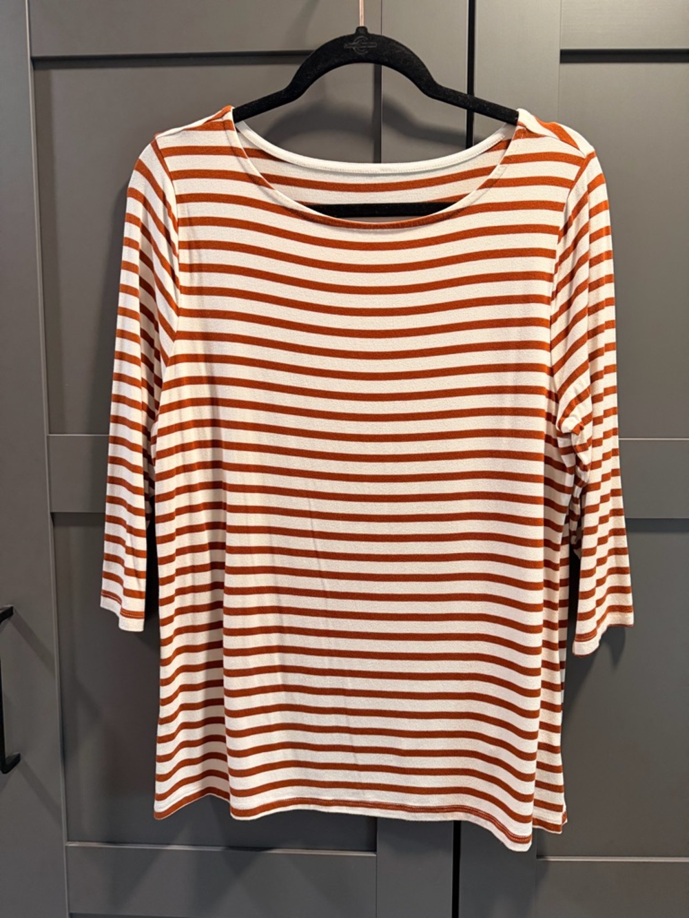 a new day Rust and White Striped Long Sleeve Tee